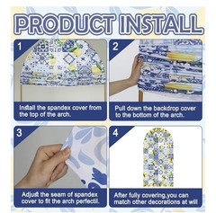 VitalCozy Arch Backdrop Cover Mediterranean Lemon Tile Stand Background
