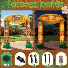 Colorful 8.5 FT Self-Inflating Tiki Decoration with LED Lights For Luau Events