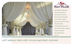 10ft×15ft Ivory Backdrop Curtain for Wedding Parties, 2 Panels Wrinkle 15 FT