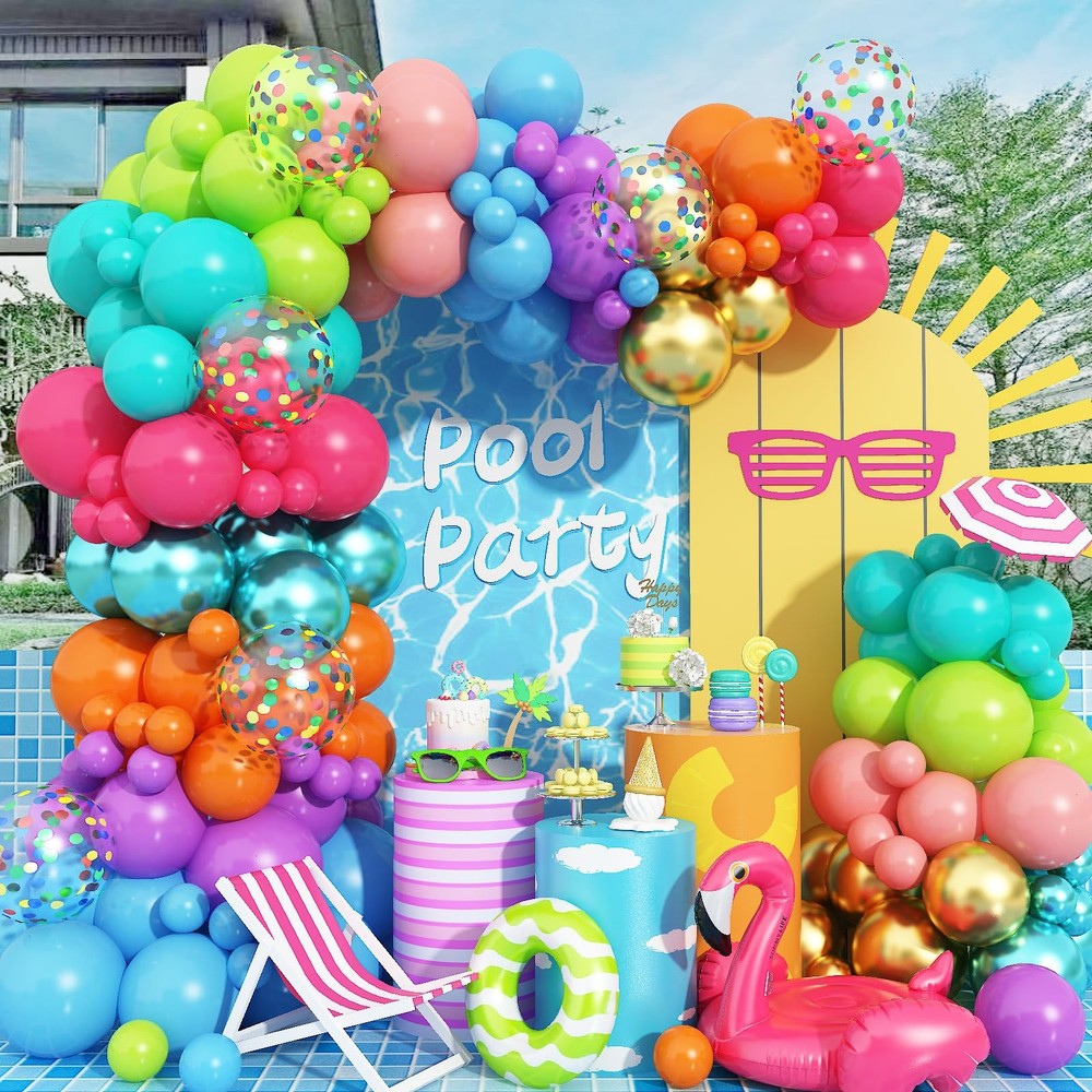 Multicolor Summer Balloon Arch Kit, Assorted Color Blue Purple Orange Green P…