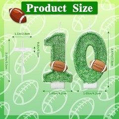 Football Number 10 Candle Green 10th Birthday Candles Football Birthday Numbe…