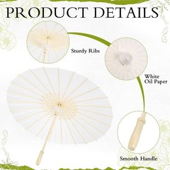 12 Pack Paper Umbrellas for Weddings 33.1 Inch White Paper Parasols for Guest…