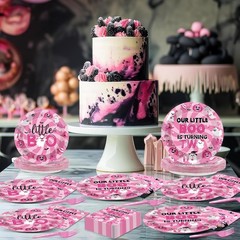 Halloween Pink Ghost Birthday Party Supplies Dinnerware Plates Napkins