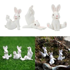 Resin Rabbit Sculptures Set Cartoon Animal Statues 3pcs For Festival Displays