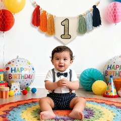 Handmade Rainbow 1st Birthday HighChair Banner Colorful Party Decoration For …