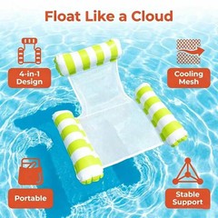 Water Hammock Lounger Inflatable Pool Float Adults Multi-Purpose Floating Bed
