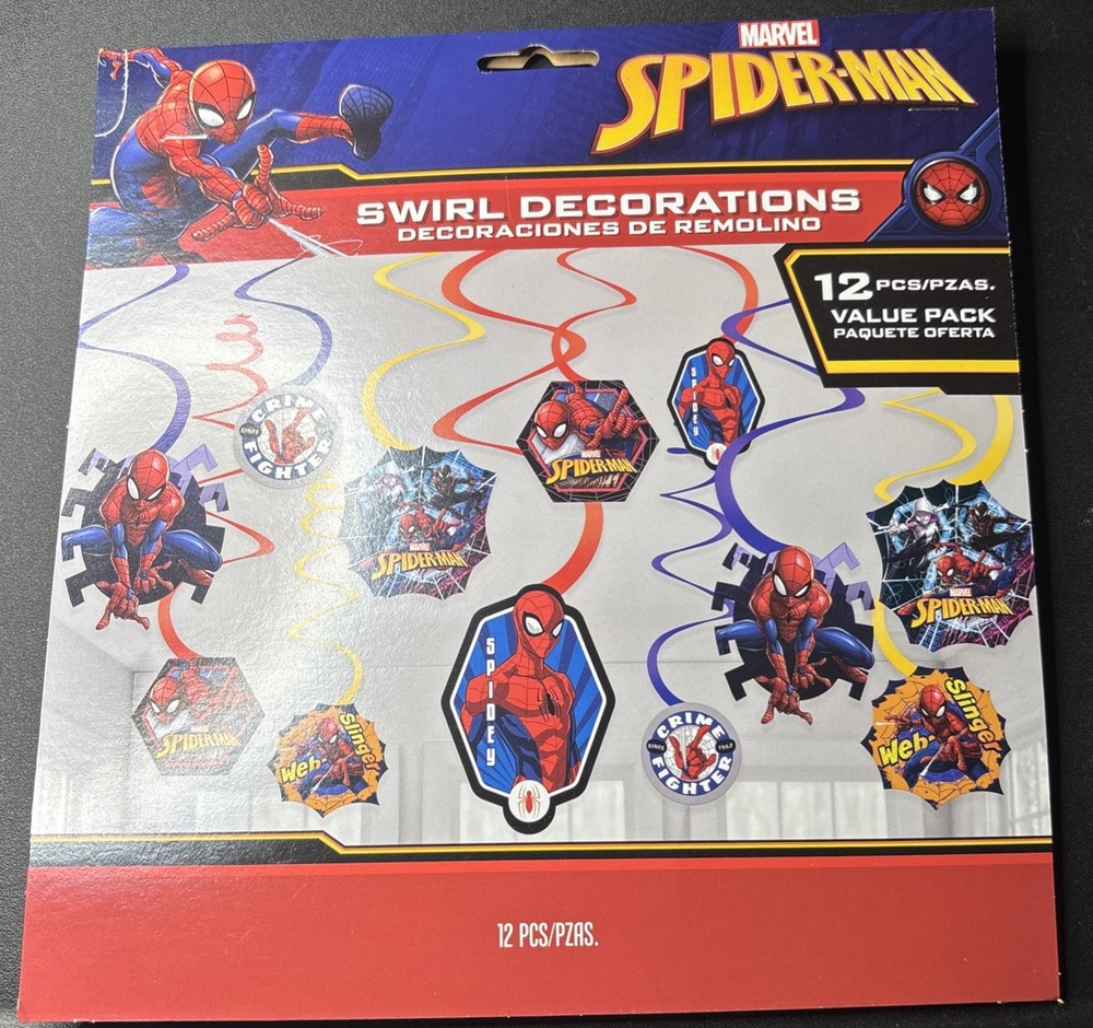 Spider-Man Swirl Decorations- Set of 12 –