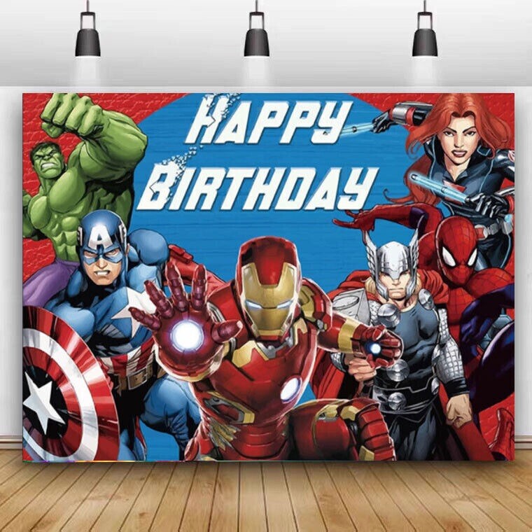 Superheroes Theme Birthday Party Decorate, 5×3.5ft Happy Birthday Backdrop