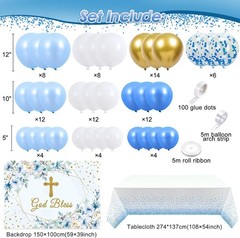 Baptism Decorations for Boys Mi Bautizo First Communion Decorations, Blue Gold B