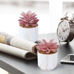 ZENIDA Succulent Artificial Plants,Cute Fake 2.2″ x 2.4″ x 3.3″, White
