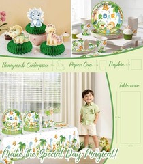 Dinosaur Birthday Decorations Set for 25 Guests NEW
