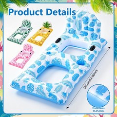 4 Pcs Inflatable Pool Float Lounger for Adults Chair Floaties with Drink Hold…