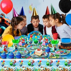 New Super Mario Party Supplies Balloon Kids Birthday Decoration Tableware Banner