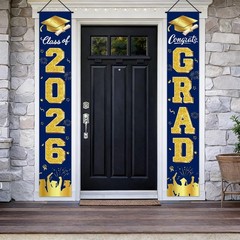 Graduation Decorations 2026, Navy Blue and Gold Door Porch Signs, Graduation …