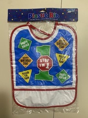 1st Birthday Plastic Bib Boy Girl Party PVC Washable Blue Cake Smash