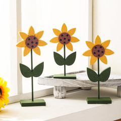 3 Pcs Sunflower Decor Wood Sunflower Table Decorations Summer Tiered Tray Wooden