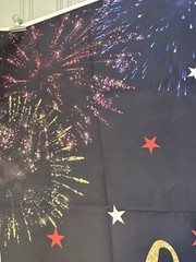 FIREWORK~ gender reveal hanging backdrop~7ftx5ft~black~red White Blue~July 4th