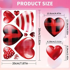 Valentines Day Window Clings Heart Stickers for Glass Door Windows,…