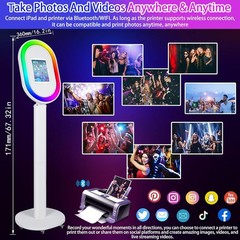 Portable Photo Booth for iPad 10.2″ 10.5″ 10.9″ 11″ 12.9″ 13″ RGB Ring Light