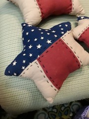 3 different partiot quitled stars great for July decorations and year round