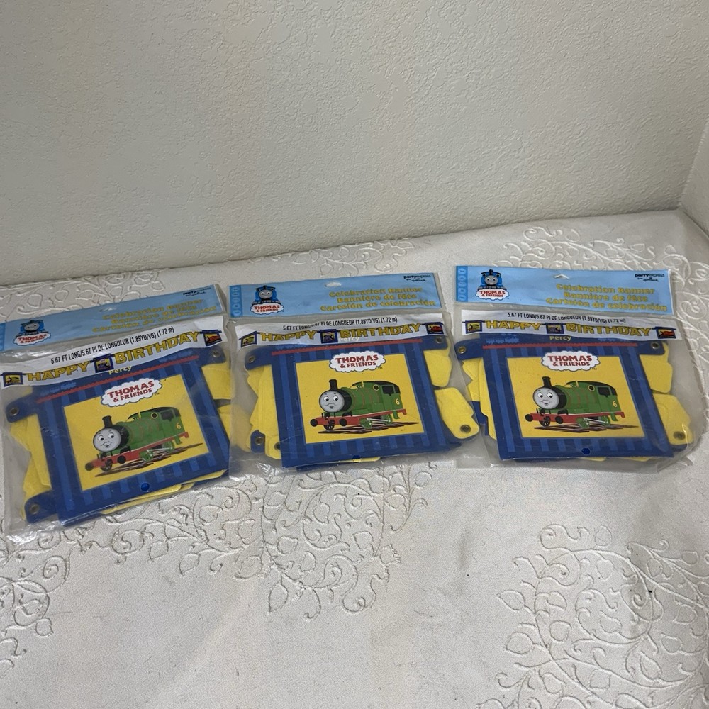 Thomas & Friends Happy Birthday Party Banner 5.67 Ft Long Hallmark NEW 3 Lot
