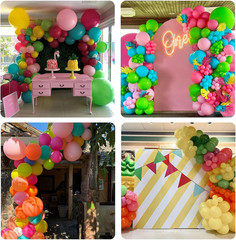 Summer Tropical Balloon Arch Garland Kit, Hot Pink Green Blue Yellow Orange Late