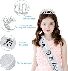 10th Birthday Decorations for Girls,49pcs Silver Dazzle Double Digits Banner,…