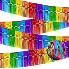 Colorful Foil Fringe Garland 10ft Tinsel Streamers for Parties, Parades, Events