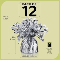 Silver Balloon Weights Metallic Foil Helium Balloon Party Decor 12 Pack