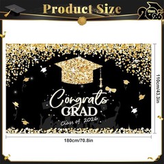 Graduation Decorations 2026 Black and Gold Graduation Backdrop and Congrats …