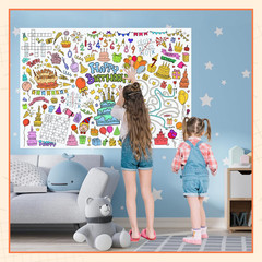 Birthday Coloring Tablecloth, 40X28 Inch Coloring Poster Coloring Table Cloth fo