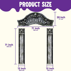 3 Pcs Halloween Cemetery Archway Door Banners Gothic Porch Sign Cover Decor