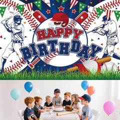Baseball Birthday Party Backdrop Baseball Themed Happy Birthday Banner Photograp