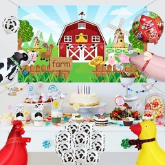 Farm Birthday Party Decorations Supplies Farm Animals Barn Backdrop Banner Farm