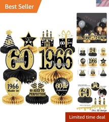 Elegant 60th Birthday Table Decorations – 9PCS Vintage Honeycomb Centerpieces