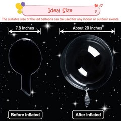 10 Pack LED Light Up BoBo Balloons 20″ Transparent Party Birthday Bubble Balloon