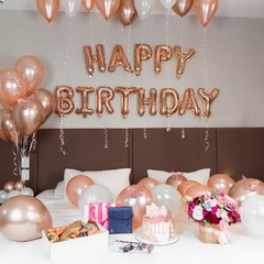 Letras Happy Birthday Globos 49PCS Rose Gold Decoracion De Cumpleaños Para Mujer