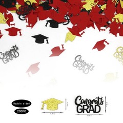 200 PCS Red Black Gold Graduation Confetti Class 2026 Glitter Table Scatters
