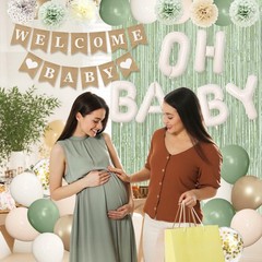 Sage Green Baby Shower Decorations for Baby, Green Balloons with WELCOME BABY…