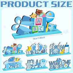 6 Pcs Blue Baby Shower Wooden Table Centerpieces It’s a Boy Baby Shower Decorati