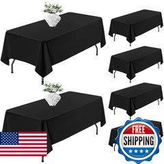 OUDIS Black Table Cloth Rectangle 60×102 Inches 6 Pack Polyester Table Cover for