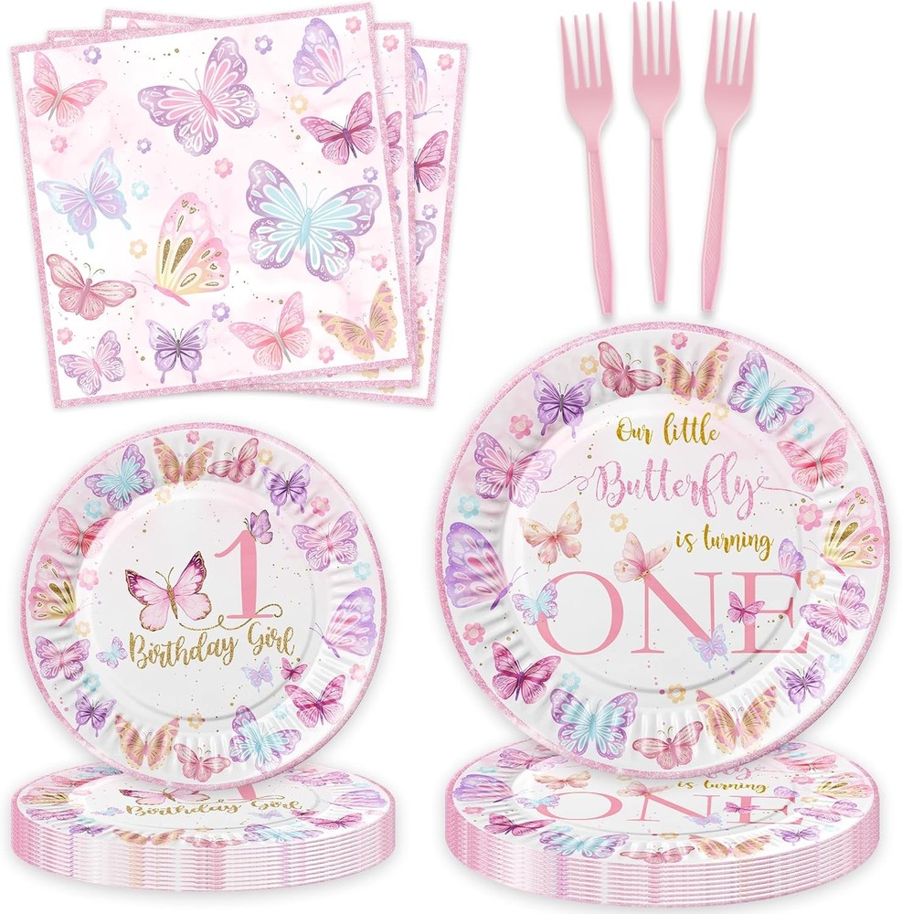 Butterfly First Birthday Decorations Girl Pink Our Little Butterfly is Turning