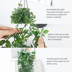 Whonline Fake Hanging Plants, Artificial Small Potted Plants for Indoor Green