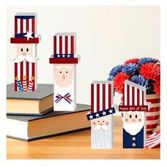 4 Pcs 4th of July table Decorations Patriotic Wooden Table Decor, Red White B…