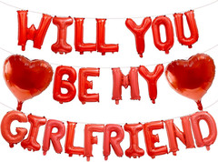 16 Inches Red ‘WILL YOU BE MY GIRLFRIEND’ Balloons Banner – Mylar Proposal
