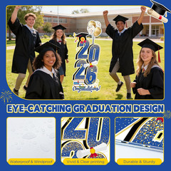 2026 Graduation Decorations Yard Sign, 3.5 FT Tall Class of 2026 Congrats Grad Y