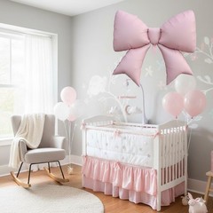 2PCS Valentines Party Pack Light Pink Bow Knot Shaped Balloon Pink Ribbon Bow…