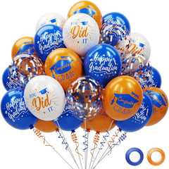 74 Pack Blue and Orange Graduation Balloons Class of 2026 Graduation Decorations