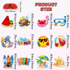 12Pcs Summer Party Decorations Honeycomb Centerpiece, Hello Summer Party Deco…