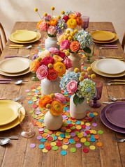 1000 PCS 1 Inch Rainbow Circle Crepe Paper Confetti Table Dots Party Decor